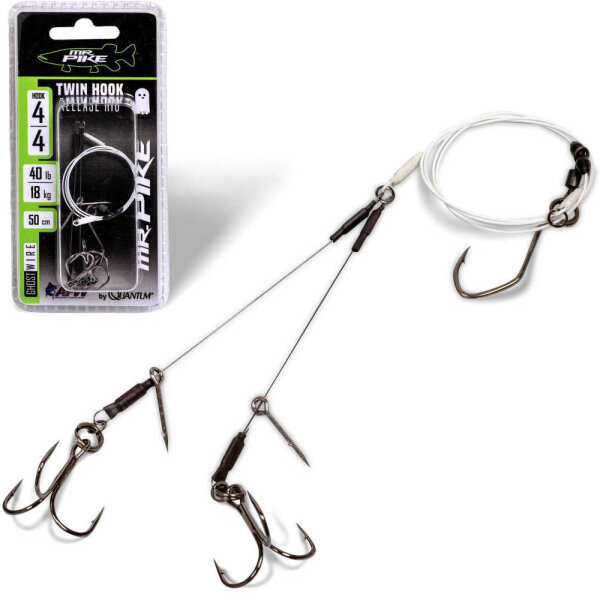 Quantum Mr.Pike Ghost Traces Twin Hook Release-Rig weiß
