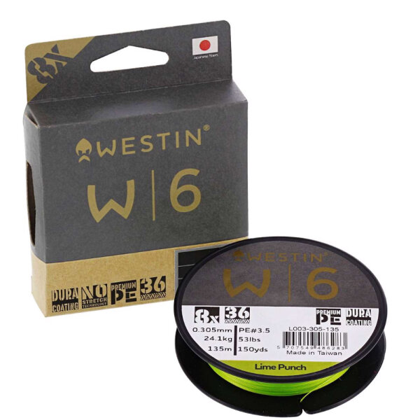 Westin W6 8 Braid Lime Punch 135m PE1,0 / 0,165mm / 8,3kg