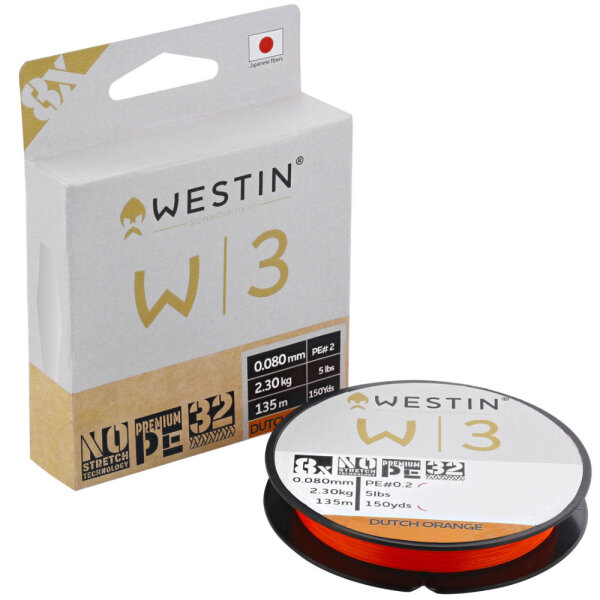 Westin W3 8- Braid Dutch Orange 135m PE3,0 / 0,285mm / 19,4kg