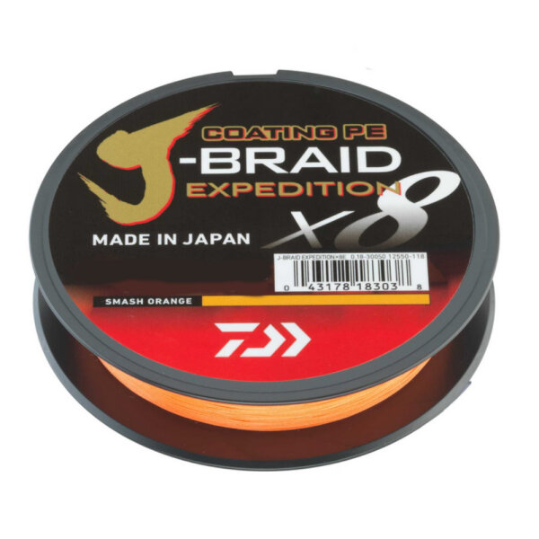 10m Daiwa J-Braid Expedition X8 smash orange 0,13mm / 8,4kg