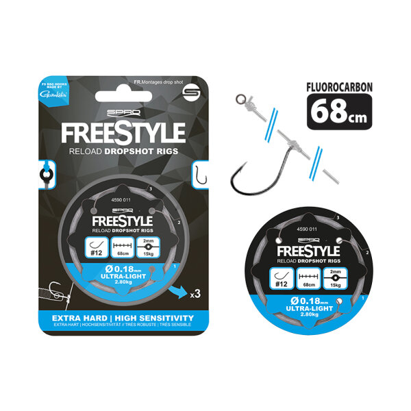 Spro FreeStyle Reload Dropshot Rig 0,18mm / Haken Gr.10