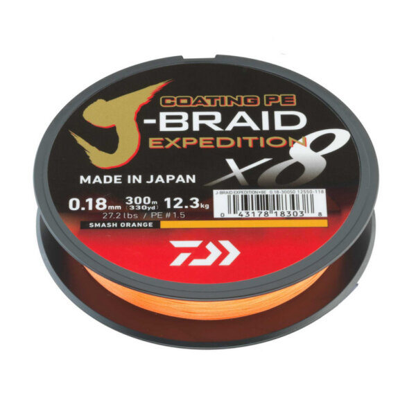 Daiwa J-Braid Expedition X8 300m smash orange